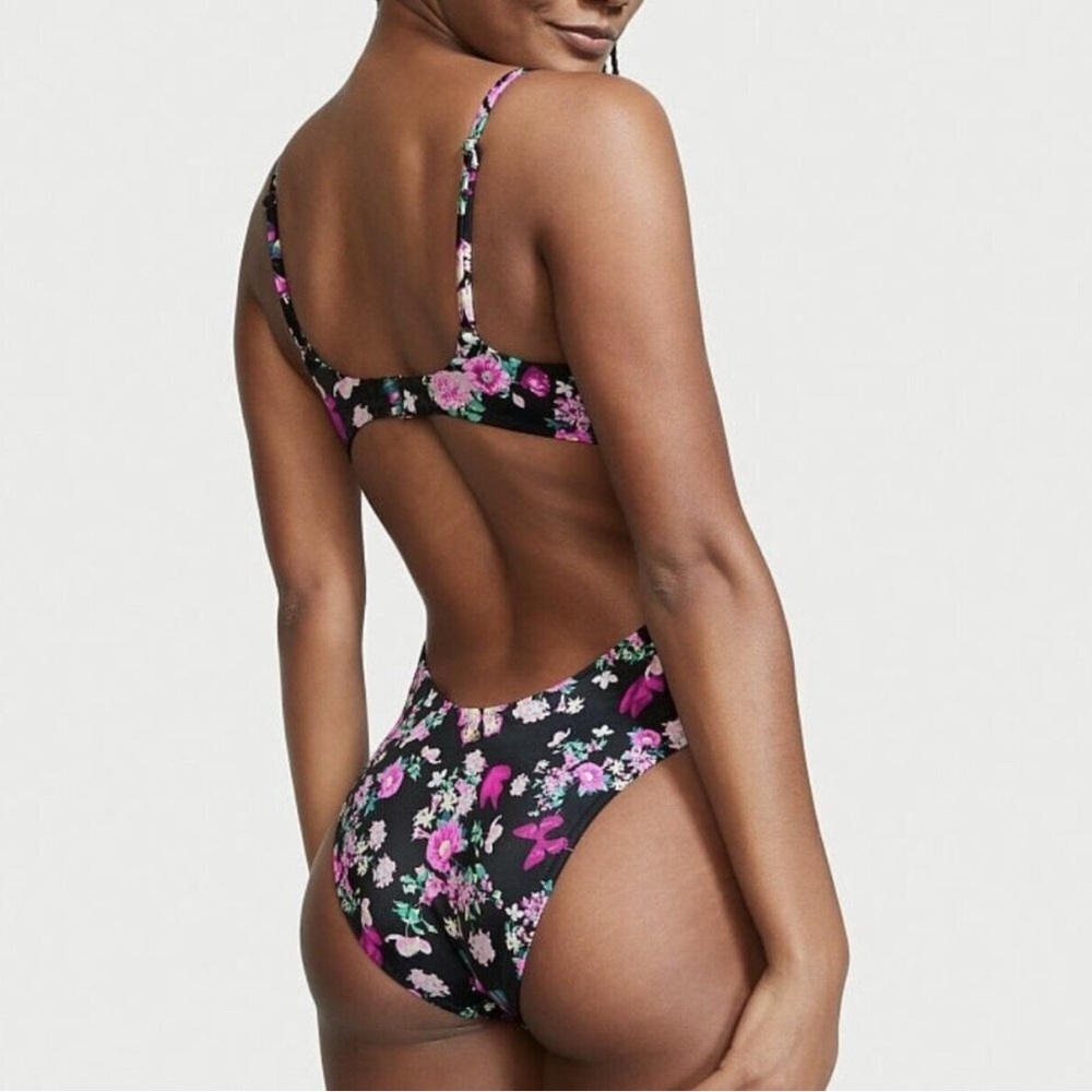 Victoria's Secret Black Floral Swimsuit - Picture 6 of 7